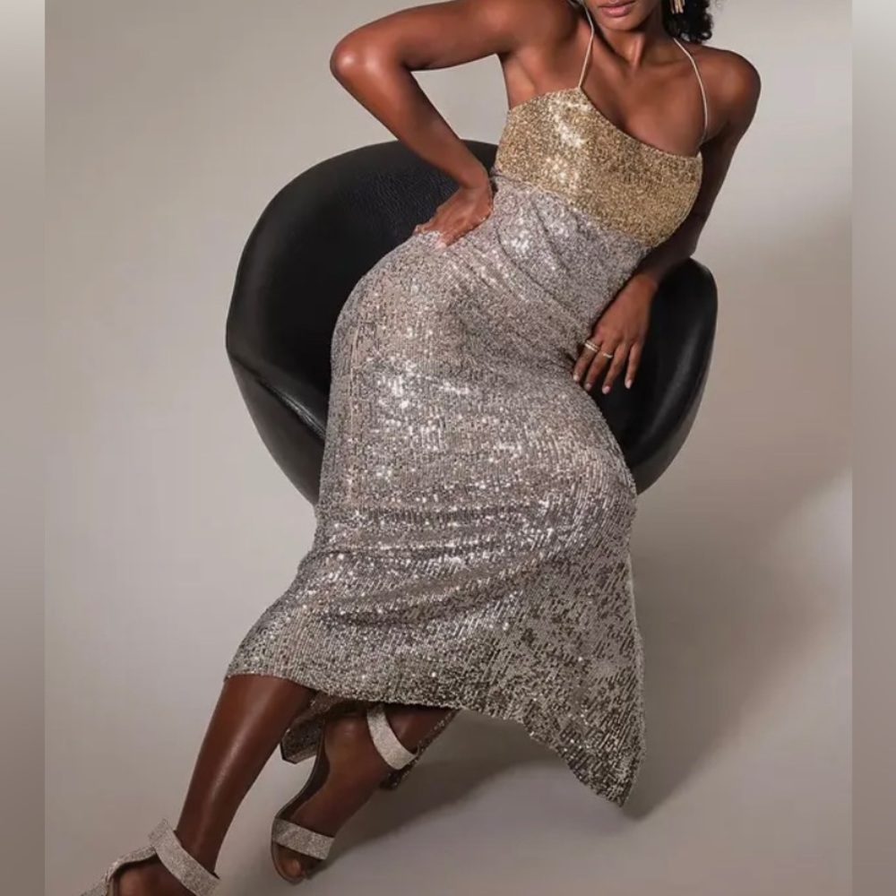 Sachin and Babi colorblocked sequin dress